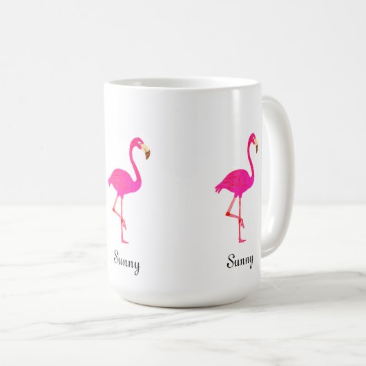 Cute roze flamingo & calligraphy koffiemok (Voorkant rechts)