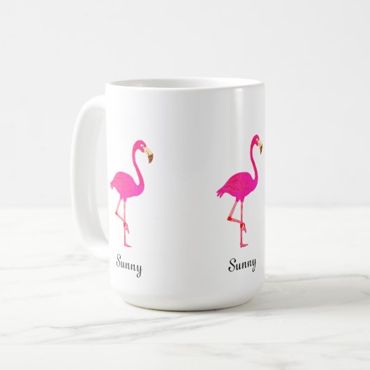 Cute roze flamingo & calligraphy koffiemok (Voorkant links)