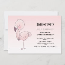 Cute Roze Flamingo Illustratie Verjaardag