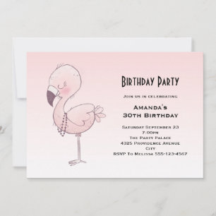 Cute Roze Flamingo Illustratie Verjaardag Kaart