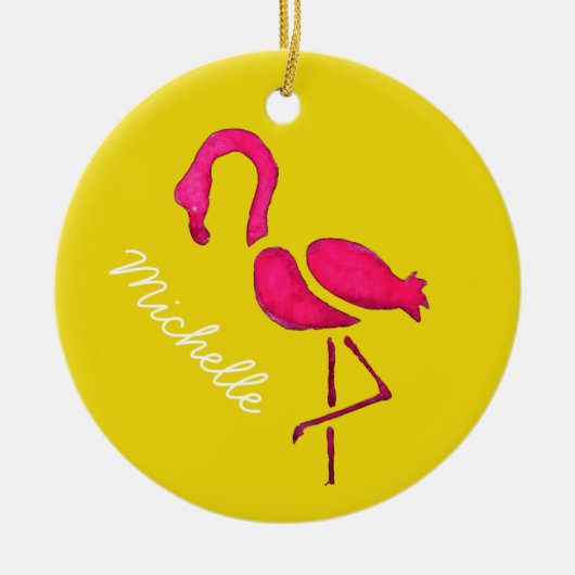 Cute roze flamingo keramisch ornament (Voorkant)