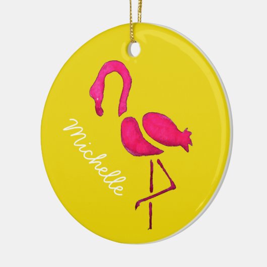 Cute roze flamingo keramisch ornament (Links)