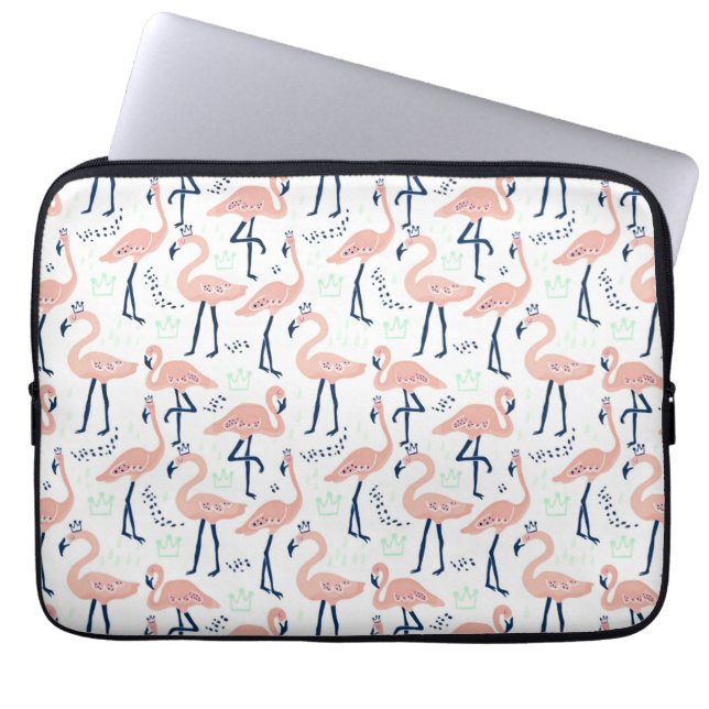 Cute roze flamingo laptop sleeve (Voorkant)