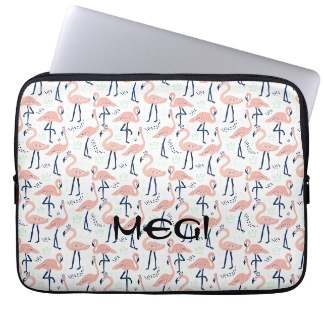 Cute roze flamingo laptophoes laptop sleeve (Voorkant)