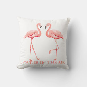 Cute Roze Flamingo Liefde Tropisch Trouwcadeau Kussen