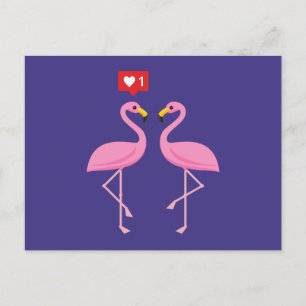 Cute roze flamingo like Heart Pastel Feestdagenkaart