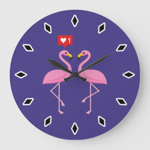 Cute roze flamingo like Heart Pastel Grote Klok