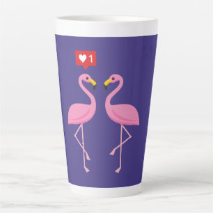 Cute roze flamingo like Heart Pastel Latte Mok