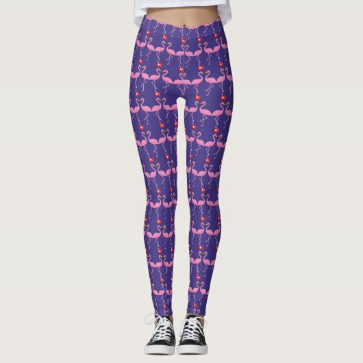 Cute roze flamingo like Heart Pastel Leggings (Voorkant)