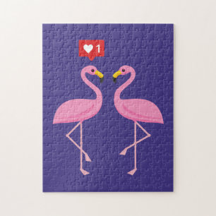 Cute roze flamingo like Heart Pastel Legpuzzel