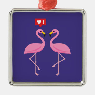 Cute roze flamingo like Heart Pastel Metalen Ornament