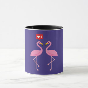 Cute roze flamingo like Heart Pastel Mok