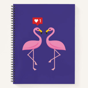 Cute roze flamingo like Heart Pastel Notitieboek