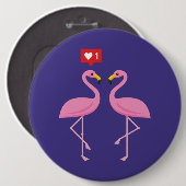 Cute roze flamingo like Heart Pastel Ronde Button 6,0 Cm (Voorkant /achterkant)