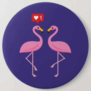 Cute roze flamingo like Heart Pastel Ronde Button 6,0 Cm