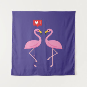 Cute roze flamingo like Heart Pastel Wandkleed