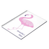 Cute Roze Flamingo met Naam Notitieboek (Linkerzijde)