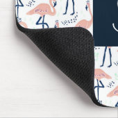 Cute Roze Flamingo Monogram Muismat (Hoek)