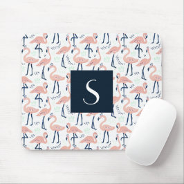 Cute Roze Flamingo Monogram Muismat
