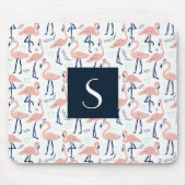 Cute Roze Flamingo Monogram Muismat (Voorkant)