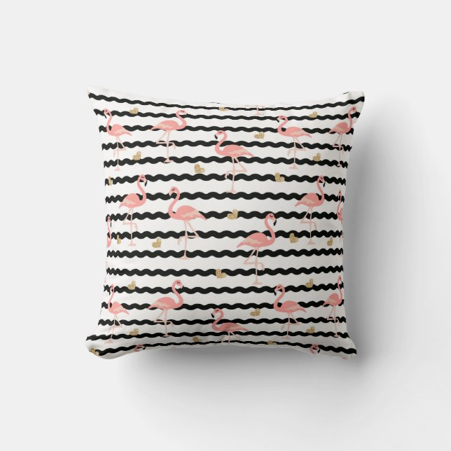 Cute Roze Flamingo Naadloos Patroon Kussen (Voorkant)