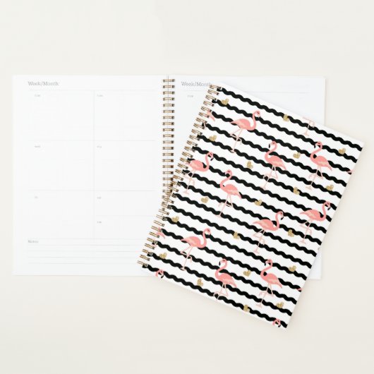 Cute Roze Flamingo Naadloos Patroon Planner (Display)