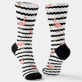 Cute Roze Flamingo Naadloos Patroon Sokken