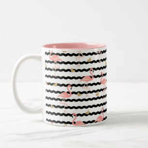 Cute Roze Flamingo Naadloos Patroon Tweekleurige Koffiemok