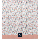 Cute Roze Flamingo Patroon Monogram Douchegordijn (Voorkant)