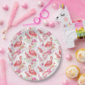 Cute roze flamingo patroon party papieren bordje (Feest)