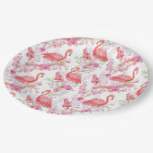 Cute roze flamingo patroon party papieren bordje (Gekanteld)