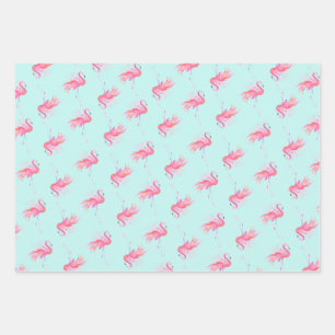 Cute roze Flamingo patroon Waterverf Inpakpapier Vel