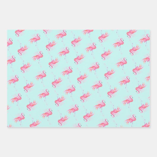 Cute roze Flamingo patroon Waterverf Inpakpapier Vel (Voorkant)
