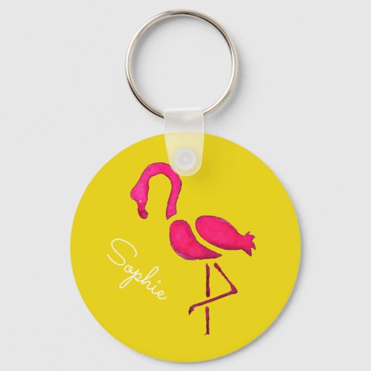 Cute roze flamingo sleutelhanger (Voorkant)