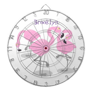 Cute roze flamingo trio cartoon illustratie dartbord