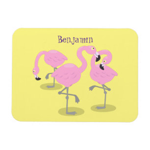 Cute roze flamingo trio cartoon illustratie magneet
