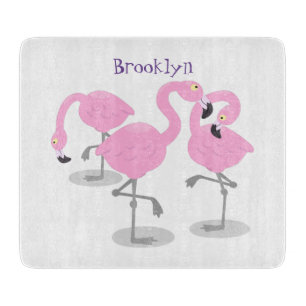 Cute roze flamingo trio cartoon illustratie snijplank