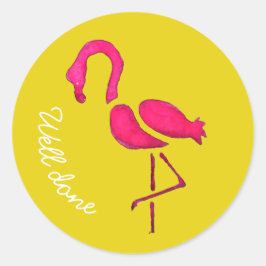 Cute roze flamingo unieke vogel goed gedaan ronde sticker