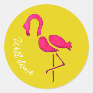 Cute roze flamingo unieke vogel goed gedaan ronde sticker