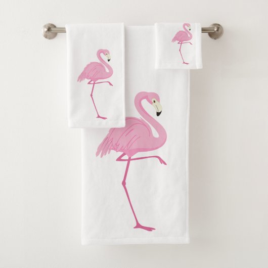 Cute roze flamingo waterverf illustratie bad handdoek (Insitu)