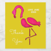 Cute roze flamingo wijn etiket (Enkel label)