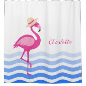 Cute roze flamingo zee golft monogram douchegordijn (Voorkant)