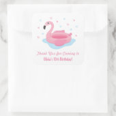Cute Roze Flamingo Zwembad Drijver Bedankt Sticker (Tas)