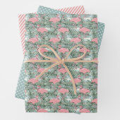 Cute roze flamingoes Palm Tree Leaves Waterverf Inpakpapier Vel (In situ)