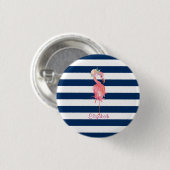 Cute Roze Flamingo's Bloem,Gestreepte Ronde Button 3,2 Cm (Voorkant /achterkant)