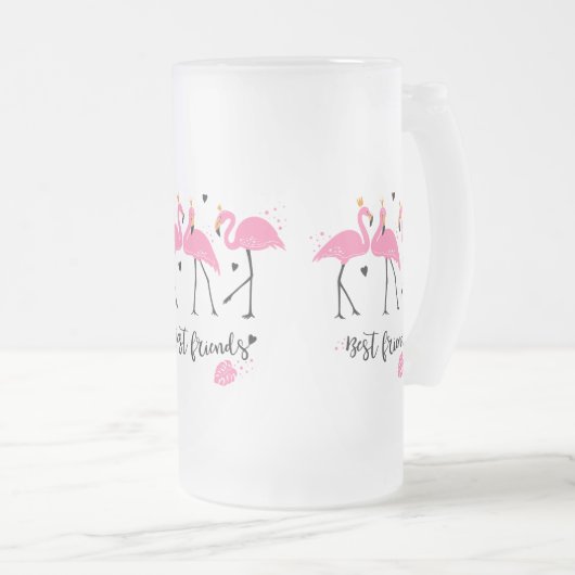 Cute roze flamingos Premium Vector Matglas Bierpul (Voorkant rechts)