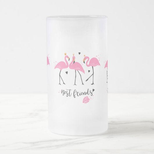 Cute roze flamingos Premium Vector Matglas Bierpul (Center)