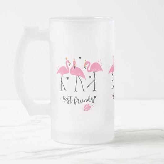 Cute roze flamingos Premium Vector Matglas Bierpul (Links)