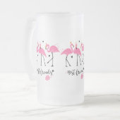 Cute roze flamingos Premium Vector Matglas Bierpul (Voorkant links)