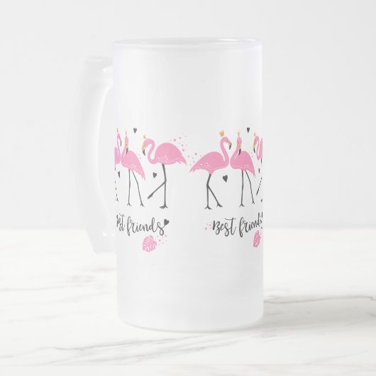 Cute roze flamingos Premium Vector Matglas Bierpul (Voorkant links)